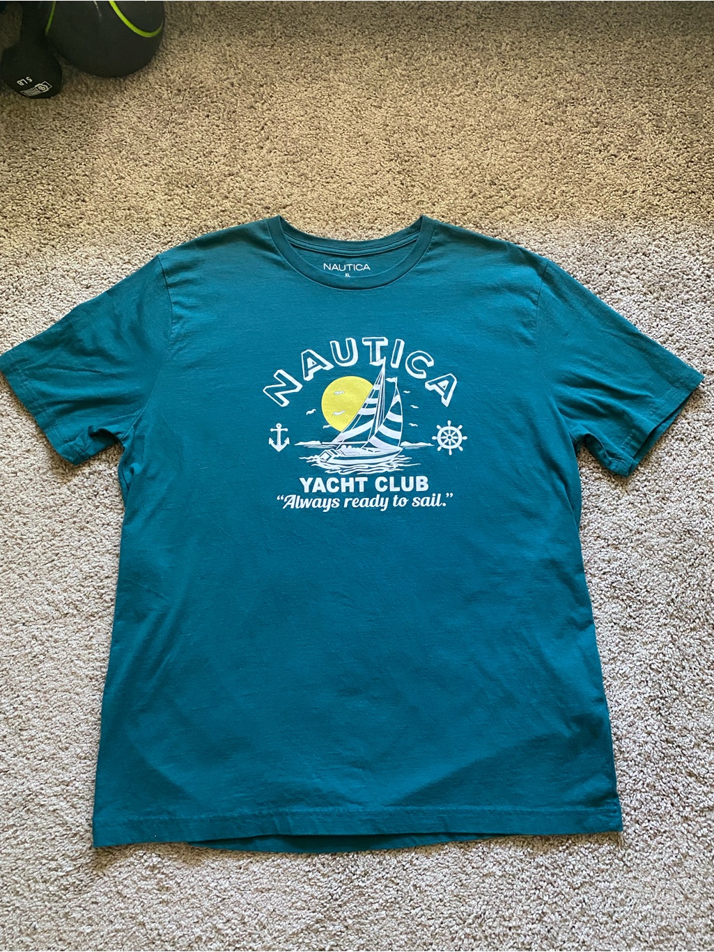 Nautica Teal Sailboat Yacht Club Graphic Tee